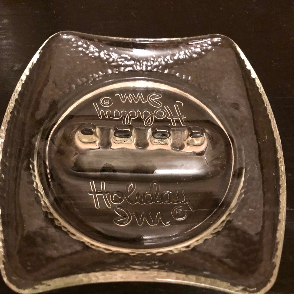 8905 Mid-Century Modern Jetson’s Style dimpled. Holiday Inn Clear Glass Ashtray